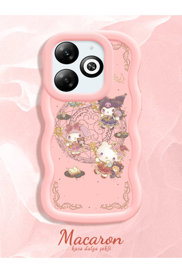 Simple Pink Silicone Phone Case Kitty Pattern Compatible with Infinix Hot 40I Shockproof