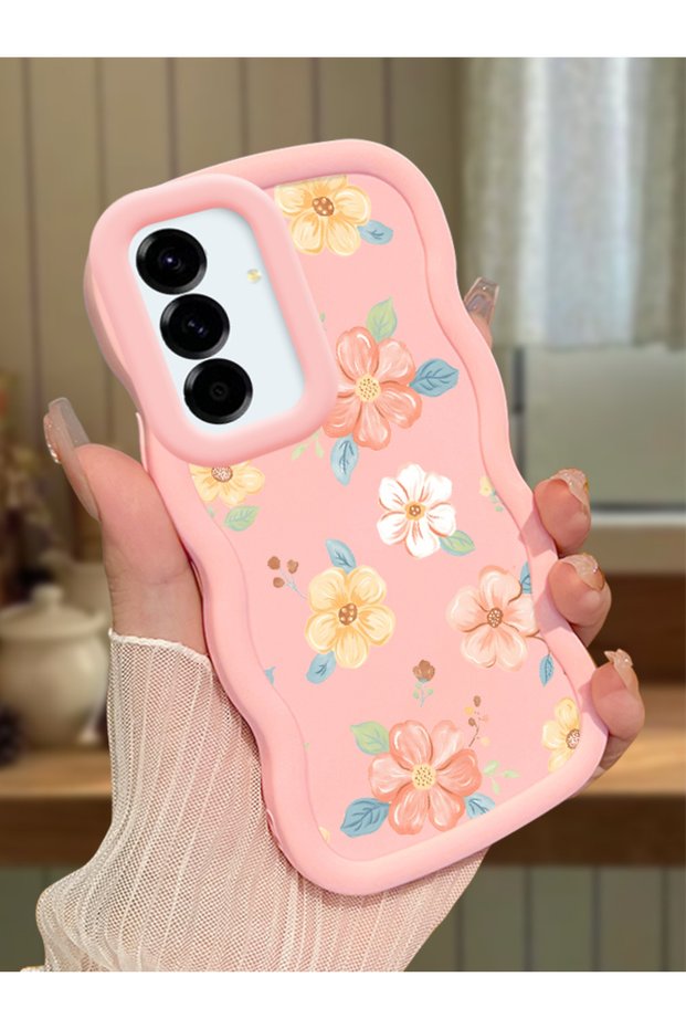 Samsung Galaxy A56 Compatible Shockproof Simple Pink Silicone Phone Case Flower Pattern