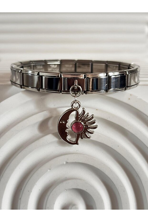 Figured Steel Italian Charm Bracelet