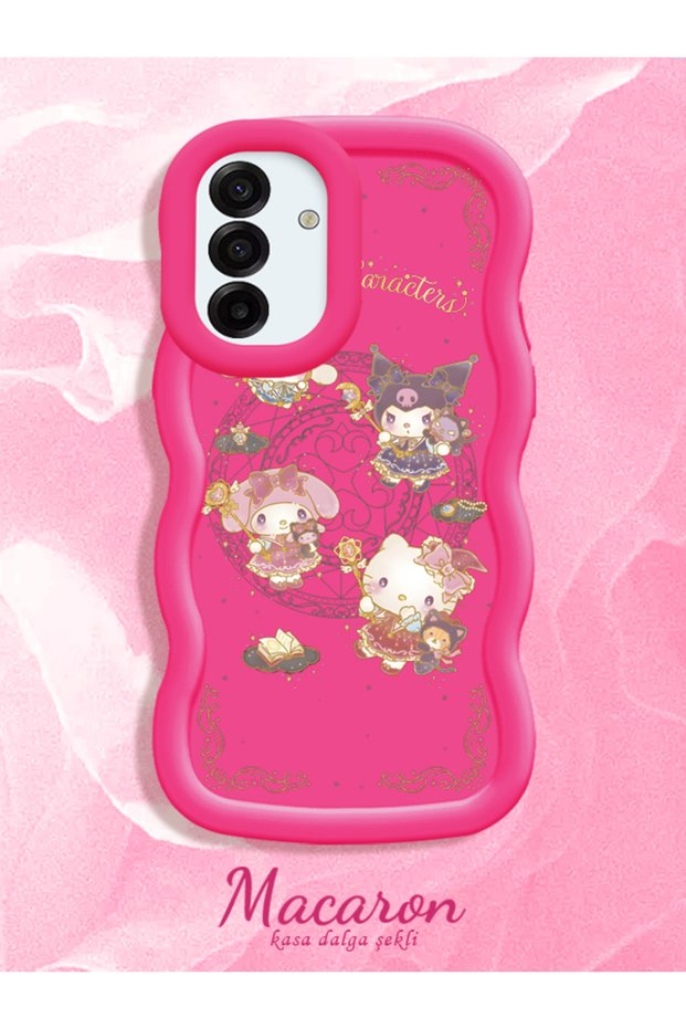 Simple Red Silicone Phone Case Kitty Pattern Compatible with Samsung Galaxy A17 Shockproof