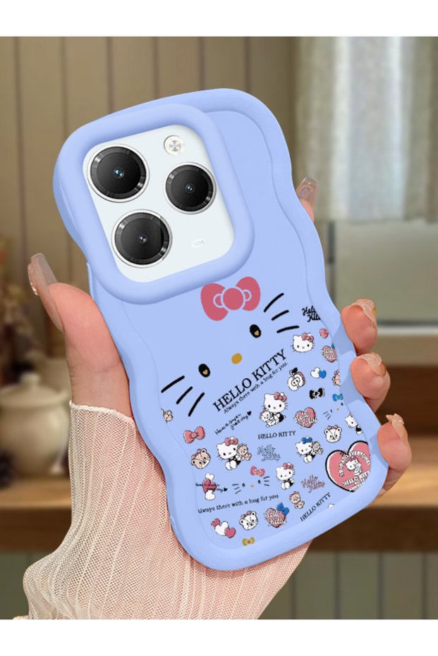 Infinix Hot 40 Compatible Shockproof Simple Blue Silicone Phone Case Hello Kitty Pattern
