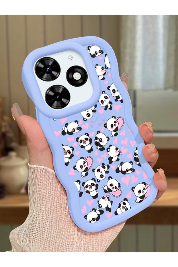 Tecno Spark 20 Compatible Shockproof Simple Blue Silicone Phone Case Panda Pattern