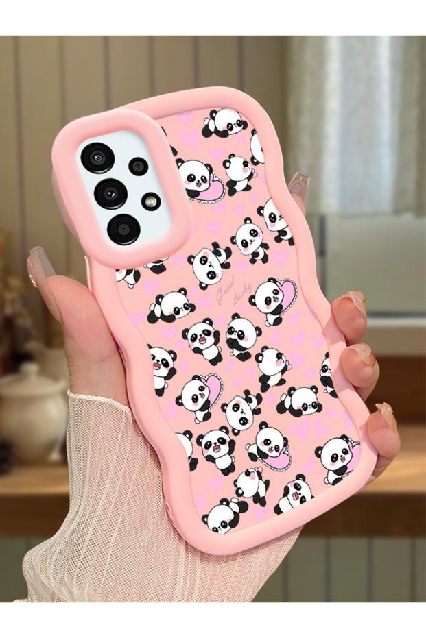 Samsung Galaxy A13 4g Compatible Shockproof Simple Pink Silicone Phone Case Panda Pattern