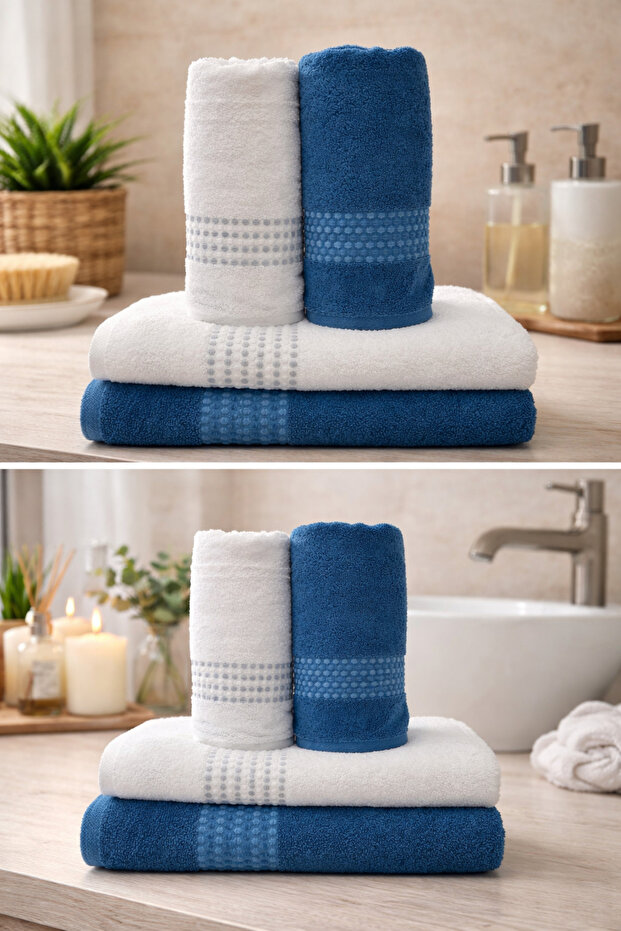 4-Piece Bath Towel Set 100% Cotton Premium Soft Absorbent Towel Set Hand and Face Towel Set Bathhouse Set