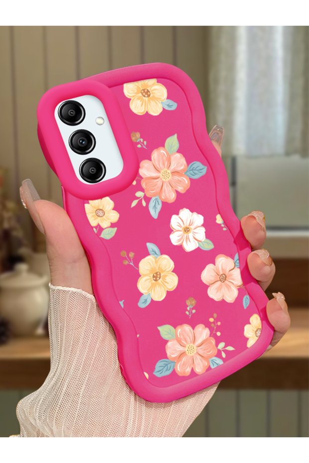 Samsung Galaxy A14 5g Compatible Shockproof Simple Red Silicone Phone Case Cover Flower Pattern