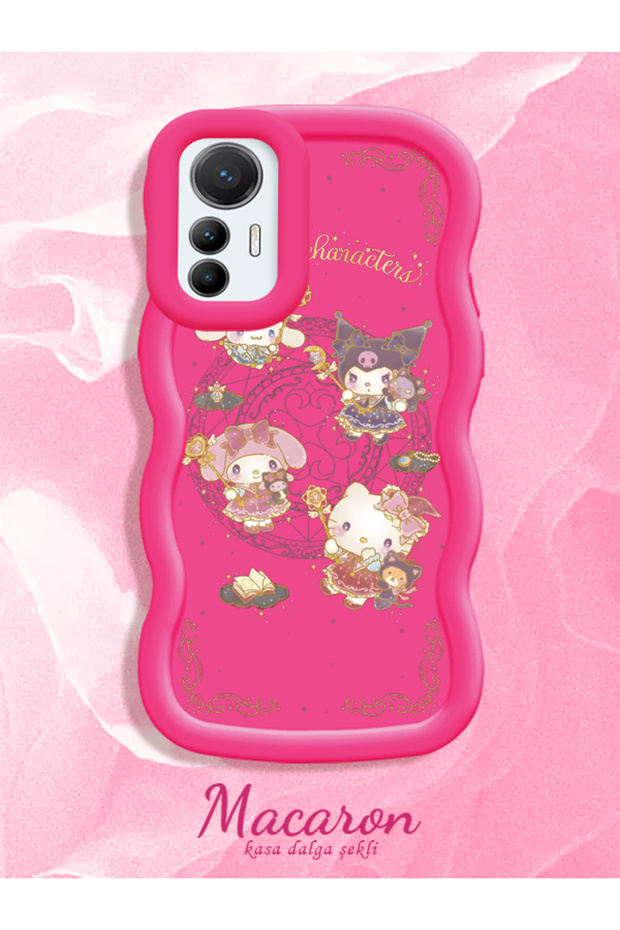 Simple Red Silicone Phone Case Kitty Pattern Compatible with Xiaomi Mi 12 Lite Shockproof