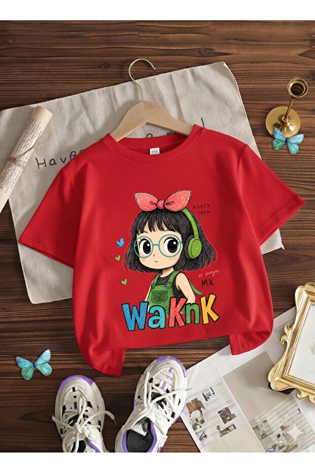 100% Cotton Crew Neck Premium Tshirt for Girls with Printed Design