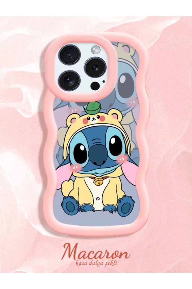 Simple Pink Silicone Phone Case Stitch Pattern Compatible with iPhone 16 Pro Max Shockproof
