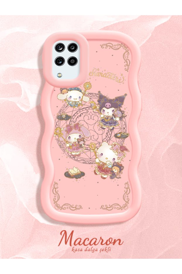 Simple Pink Silicone Phone Case Kitty Pattern Compatible with Samsung Galaxy A12 Shockproof