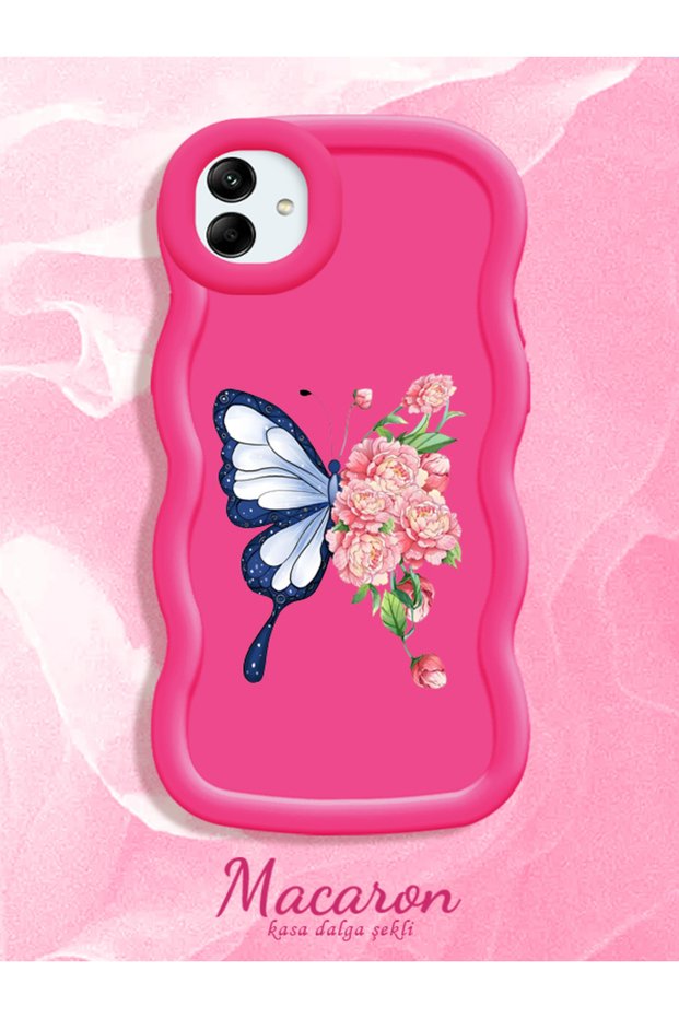 Simple Red Silicone Phone Case Butterfly Pattern Compatible with Samsung Galaxy M13 Shockproof
