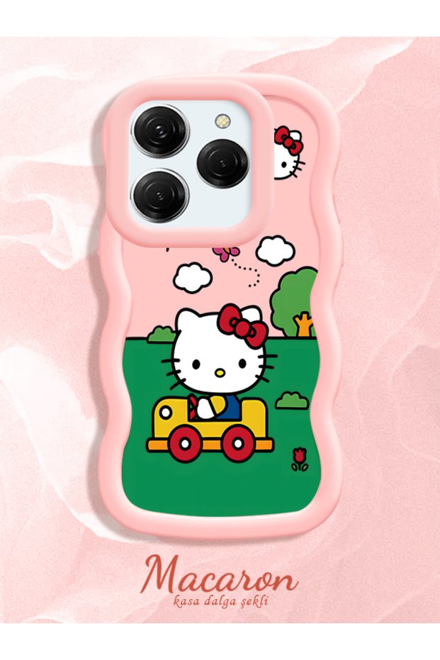 Simple Pink Silicone Phone Case Compatible with Tecno Spark 20 Pro Shockproof Hello Kitty Pattern