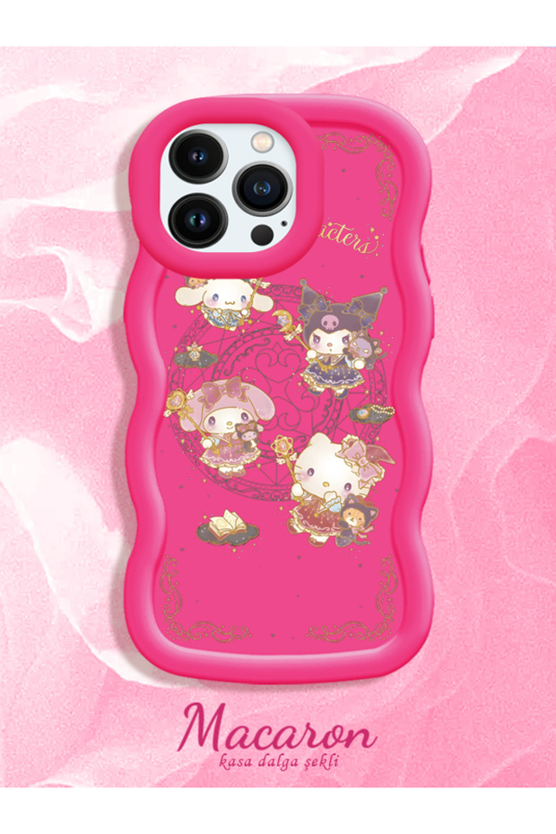 Simple Red Silicone Phone Case Kitty Pattern Compatible with iPhone 13 Pro Shockproof