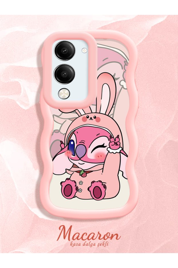 Simple Pink Silicone Phone Case Compatible with Vivo Y19 Shockproof Cute Pattern