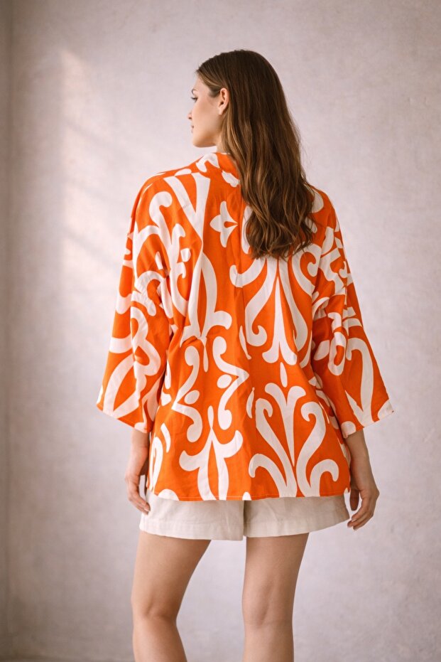 Viscose Patterned Oversized Kimono - 4