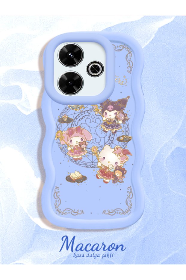Simple Blue Silicone Phone Case Kitty Pattern Compatible with Redmi 13 4g Shockproof