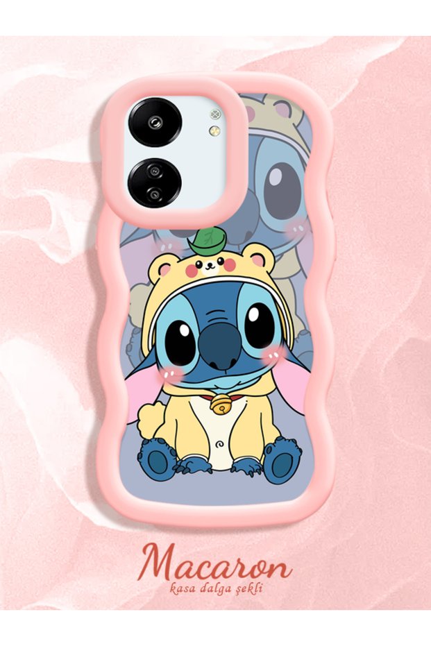 Shockproof Simple Pink Silicone Phone Case Stitch Pattern Compatible with Poco C65