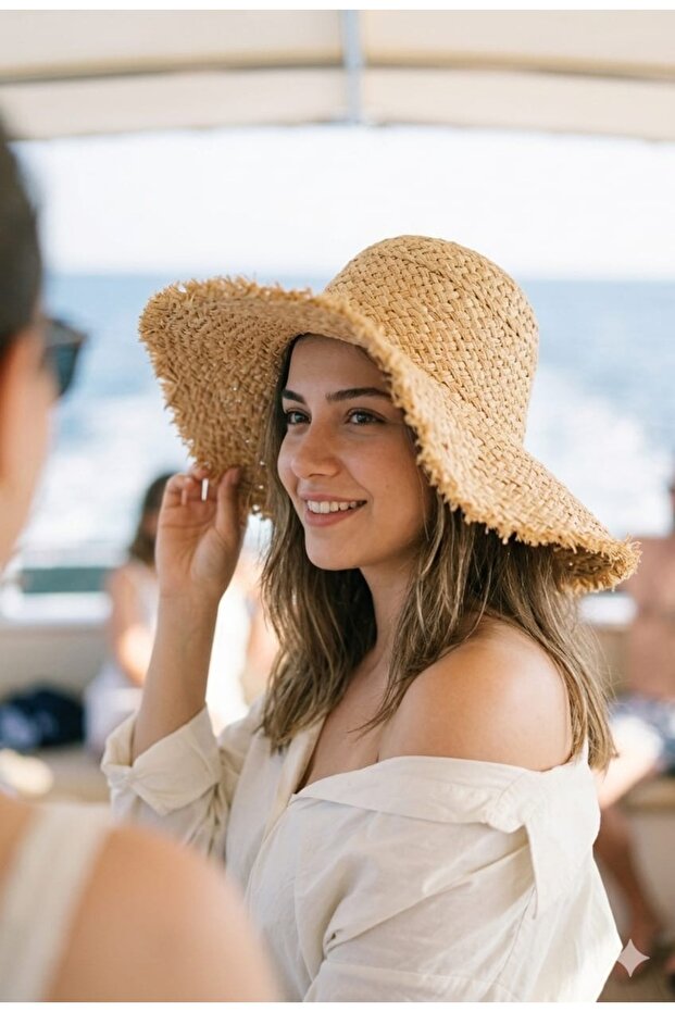 Women's Raffia Hat – Wide Brim Summer Straw Hat, Lightweight & Breathable