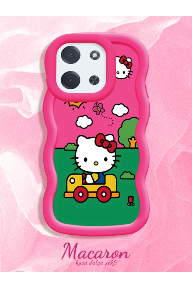 Simple Red Silicone Phone Case Hello Kitty Pattern Shockproof Compatible with Poco C85 4g