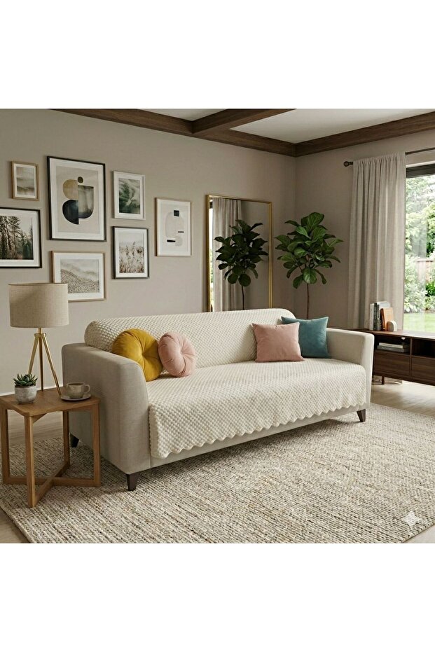 Velvet Non-Slip Base Soft Textured Sofa Cover and Sofa Bed Cover 170X210 cm (3-Seater Sofa)