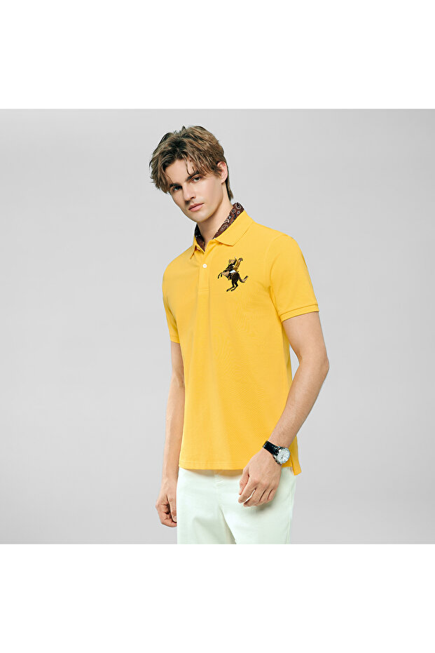 Men’s Slim Fit Napoleon Embroidery Lycra Pique Polo
