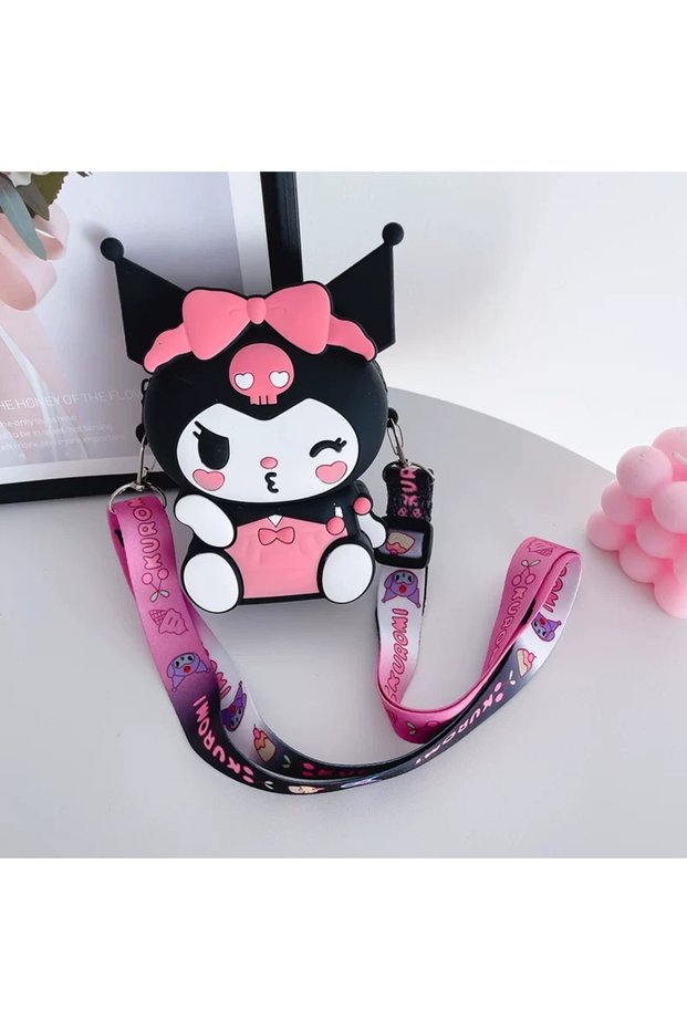 Black Kuromi Figured Mini Bag Girls' Baby Shoulder Strap Coin Wallet Crossbody Bag