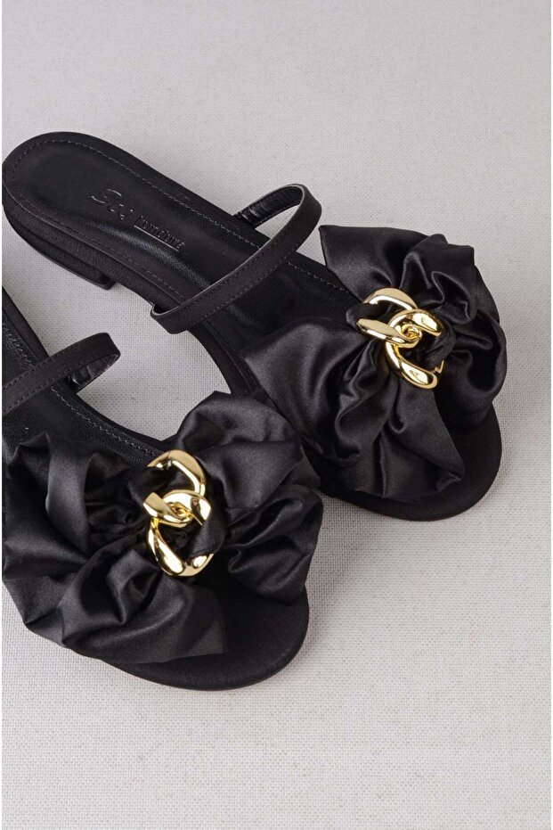 Select m205 buckled satin women's slipper black