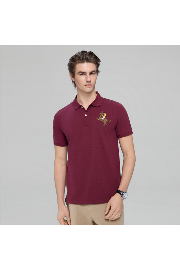 Men’s Slim Fit Napoleon Embroidery Lycra Pique Polo