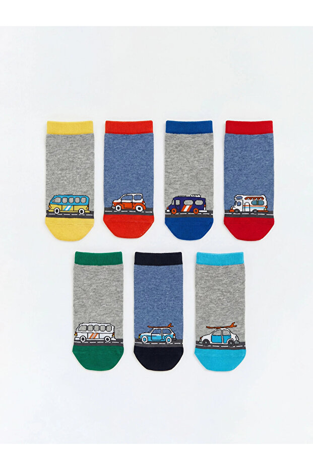 Lcw Kids Mixed Printed Boys' Booties Socks Set of 7