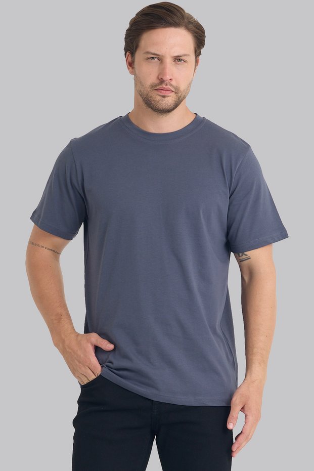 4127 Men's 100% Cotton Basic T-Shirt Regular Fit Crew Neck Vibrant Texture