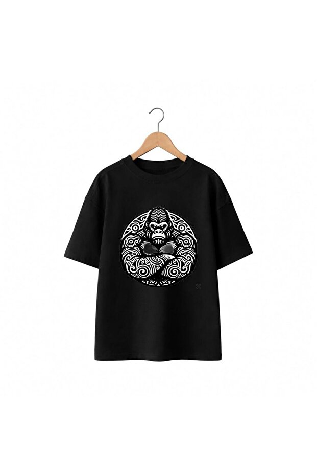 Gorilla Chest Printed 100% Cotton Oversize Loose Regular Fit Crew Neck T-Shirt