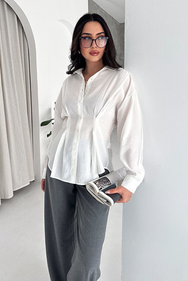 Women's Buttoned Shirt – Stylish Long Sleeve with Fitted Waist