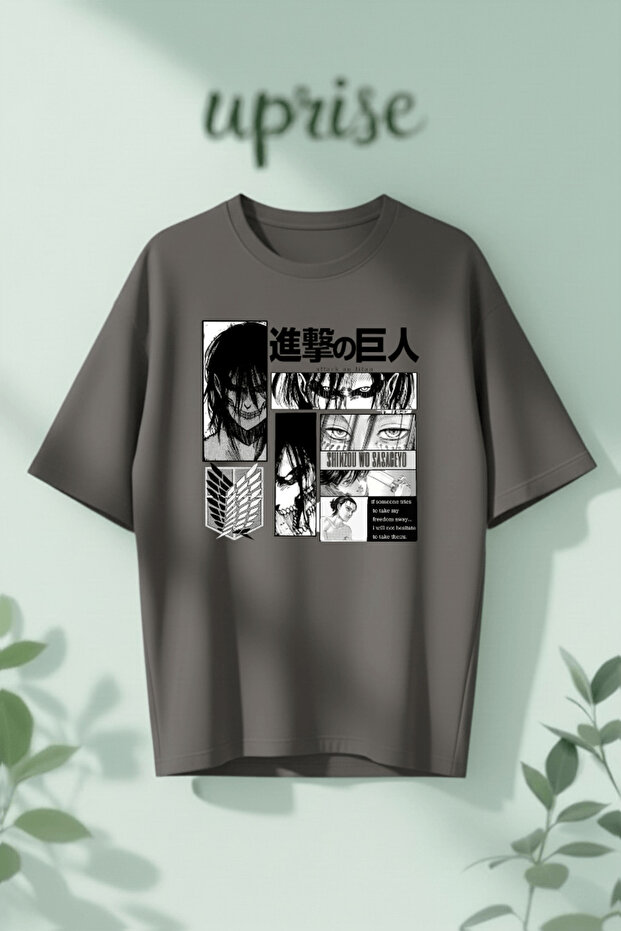 Eren Yeager Attack on Titan Printed Cotton Oversize T-Shirt