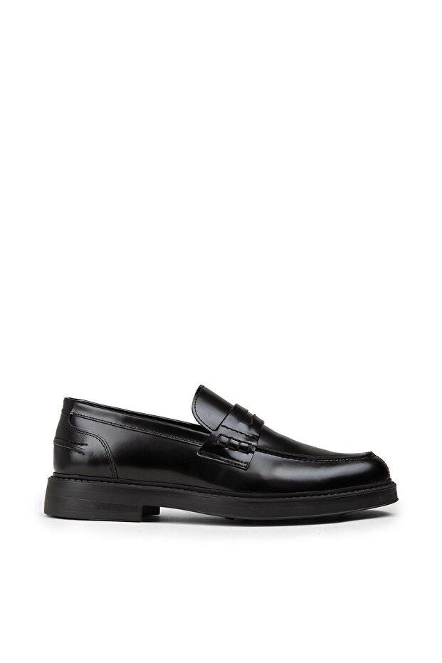 Men's Black Genuine Leather Loafer Shoes