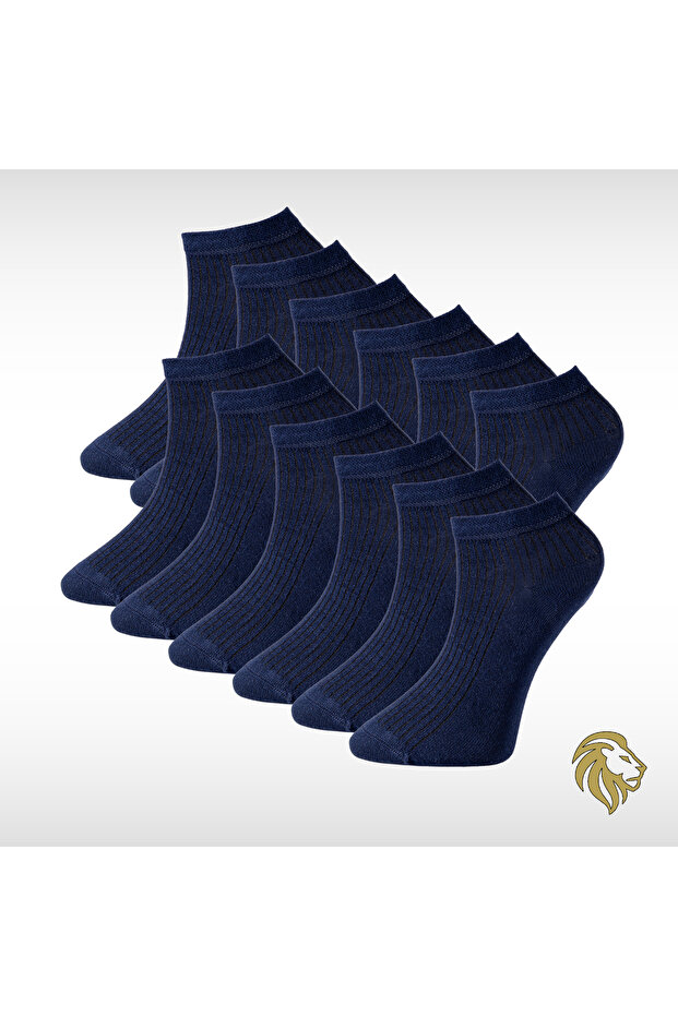 Pure Bamboo Men's Booties Flat Short Navy Blue Socks Seamless Premium Boxed 12-Piece L5952Aznp Softaura