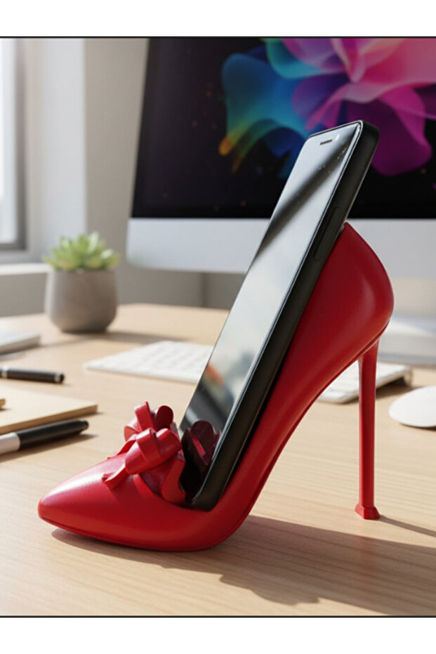 Phone - Tablet Stand Stiletto Model Special for Fashion Enthusiasts Red