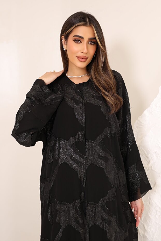 Designer Black Chiffon Abaya with Inner Lining Batana Elegant Modest Wear