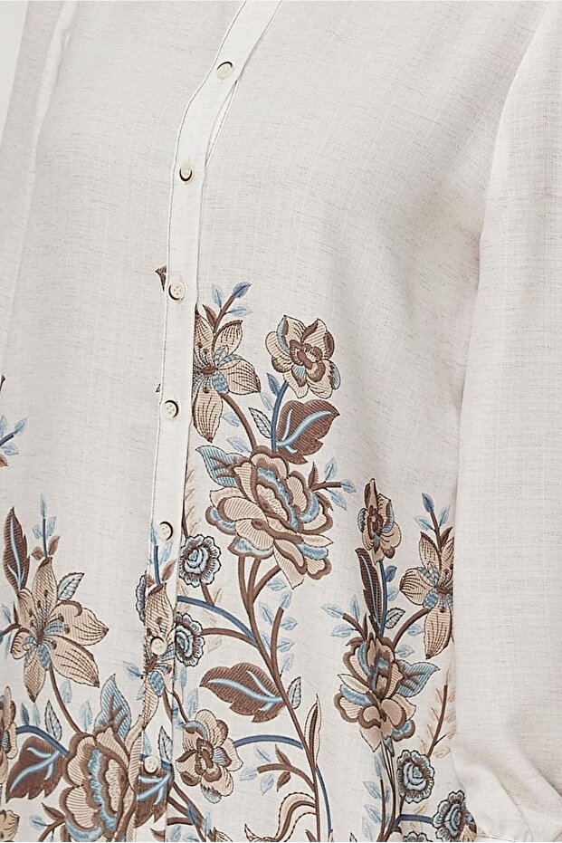 Patterned Linen Effect Tunic 46540 - 3