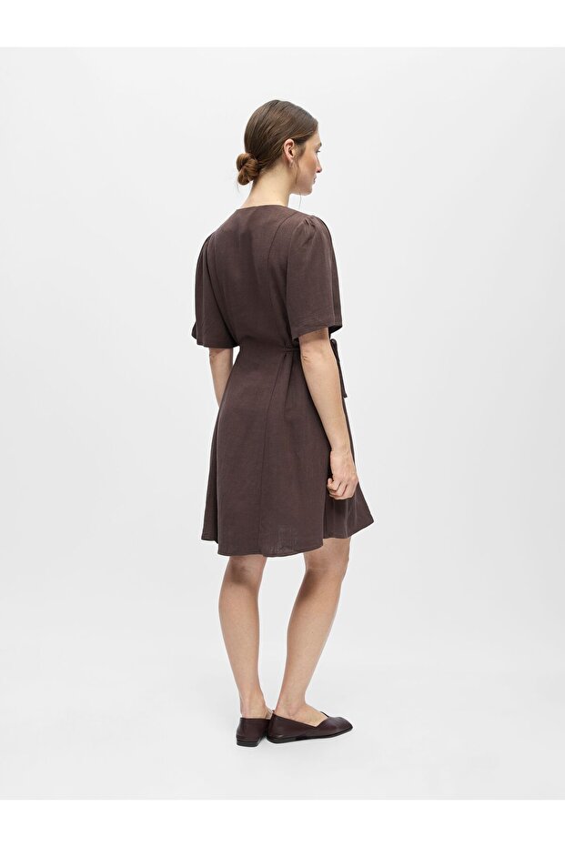 Midikleid Geknöpftes V-Ausschnitt - 3