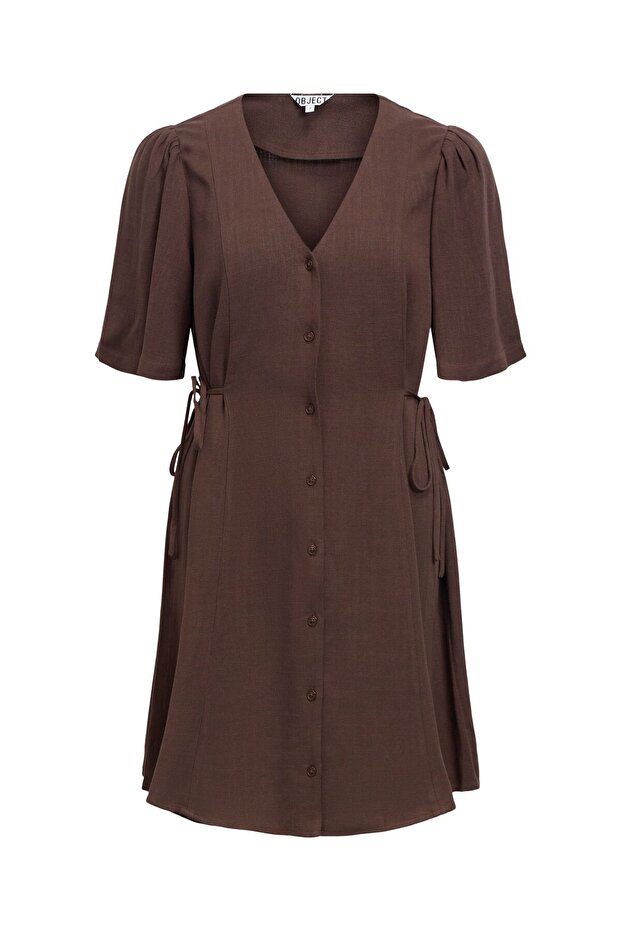 Midikleid Geknöpftes V-Ausschnitt - 2
