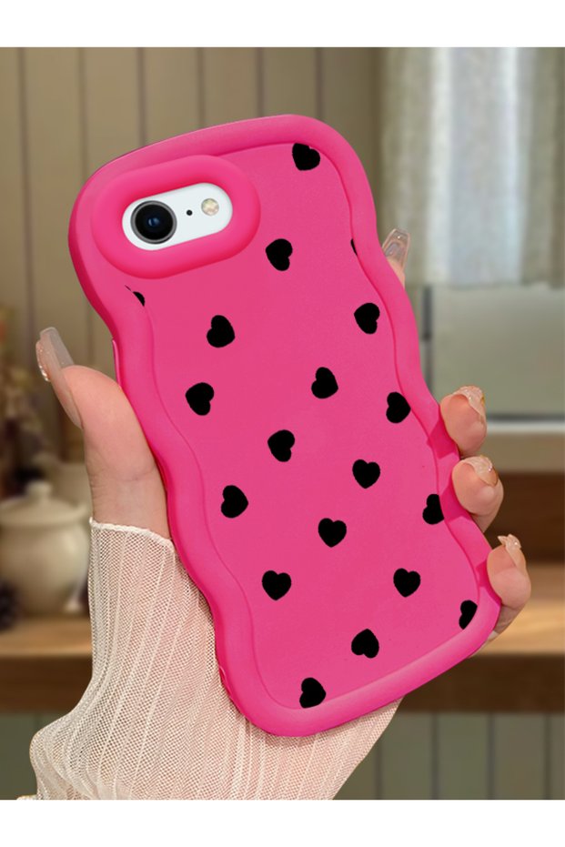 iPhone 6S Plus Compatible Shockproof Simple Red Silicone Phone Case Heart Pattern