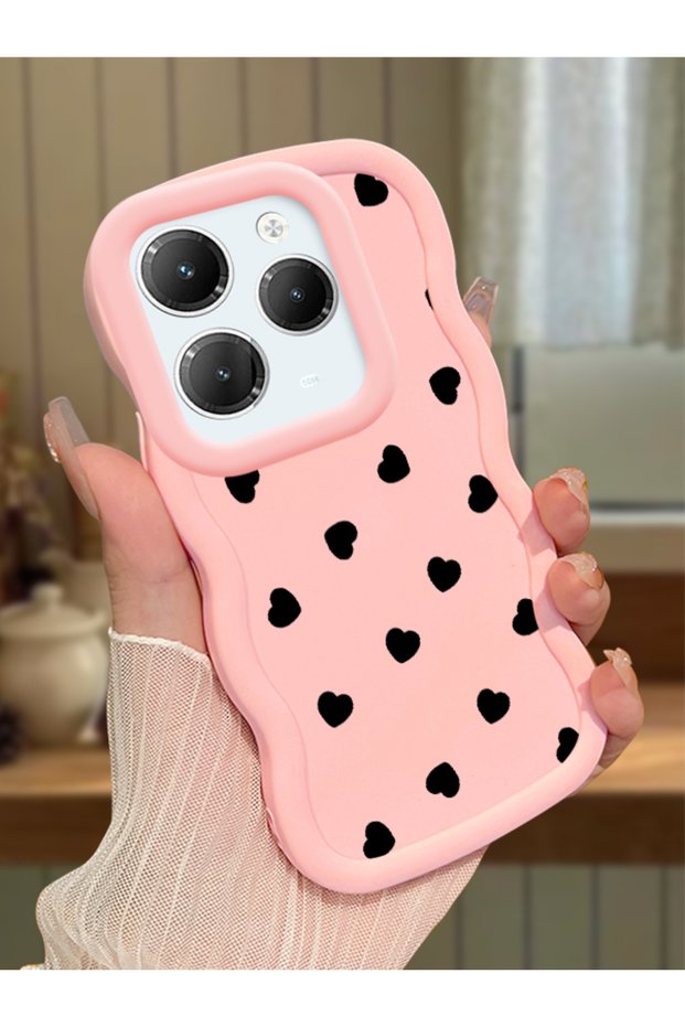 Infinix Hot 40 Compatible Shockproof Simple Pink Silicone Phone Case Heart Pattern