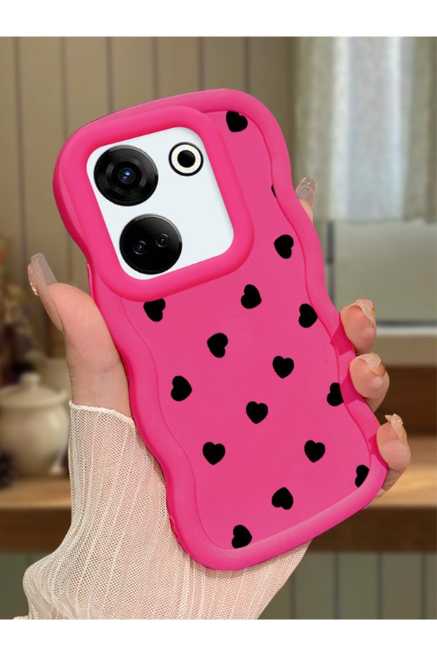 For Tecno Camon 20 Compatible Shockproof Simple Red Silicone Phone Case Heart Pattern