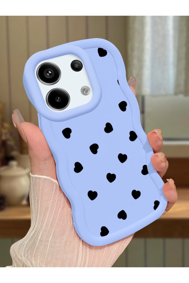 Poco X6 5g Compatible Shockproof Simple Blue Silicone Phone Case Heart Pattern