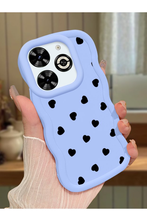 Infinix Smart 8 Plus Compatible Shockproof Simple Blue Silicone Phone Case Heart Pattern