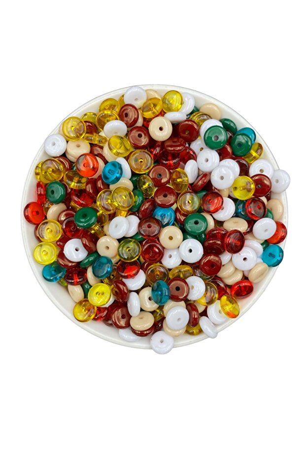 25Gr 10mm Acrylic Flat Washer Model Mixed Color Acrylic Beads, Hobby, Jewelry Accessory Making Beads (~100 Pieces)