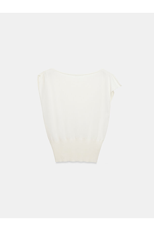 10870 Lyocell-Mischgewebe Drapierte Bluse-Ecru - 6
