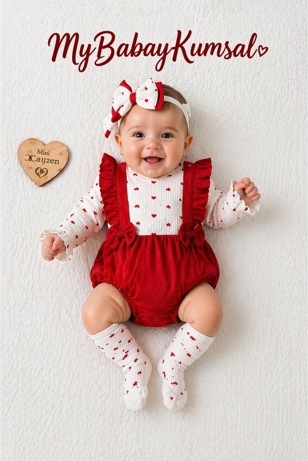 Baby Girl Heart Romper (Bandana Socks) with Accessories 2068
