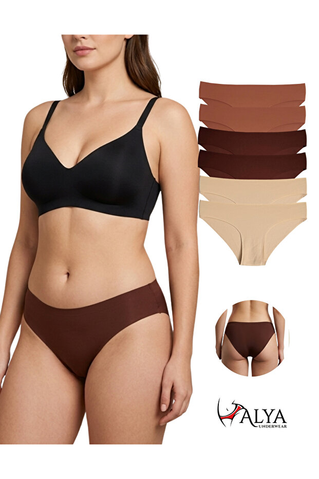 Basic Laser Cut Women's Bikini Panties Seamless Women's Slip - Ultra Stretchy and Comfortable 6-Pack # Izbırakmaz