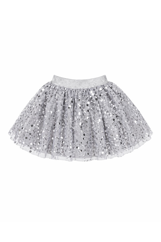 Girl's Gray Glittery Tulle Skirt – for Events and Performances Ages 5-13