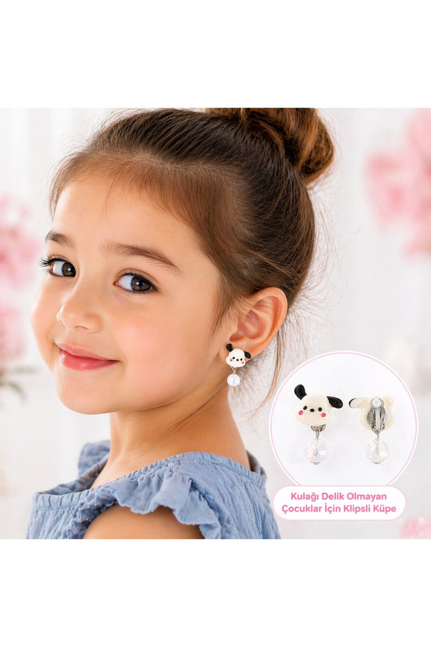 Pochacco Girls' Clip-On Earrings Cute Dog Colorful Dangle Earrings for Non-Pierced Ear